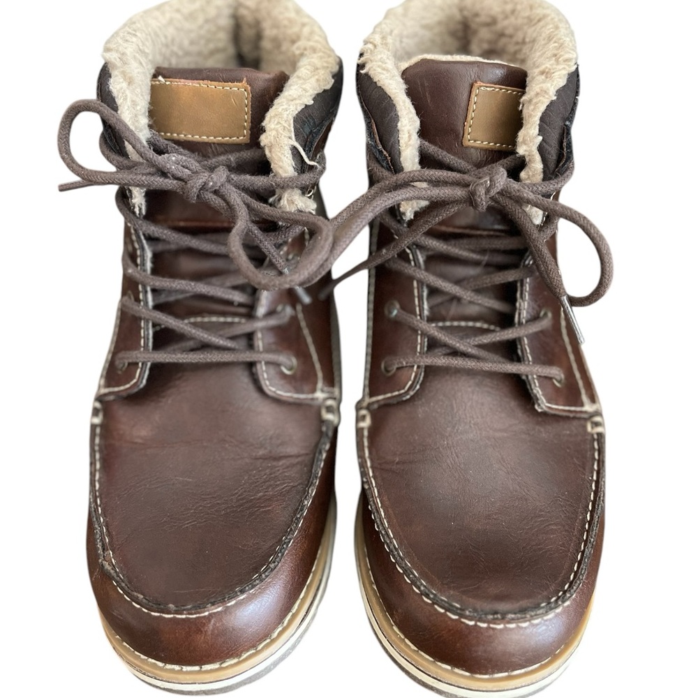 London Underground Brown Leather Ankle Boots Sherpa Uk 6 M/ US Men 7/ US Women 8